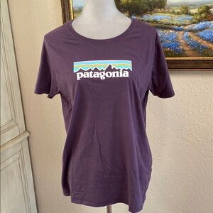 Patagonia Violet Tee with Colorful Logo